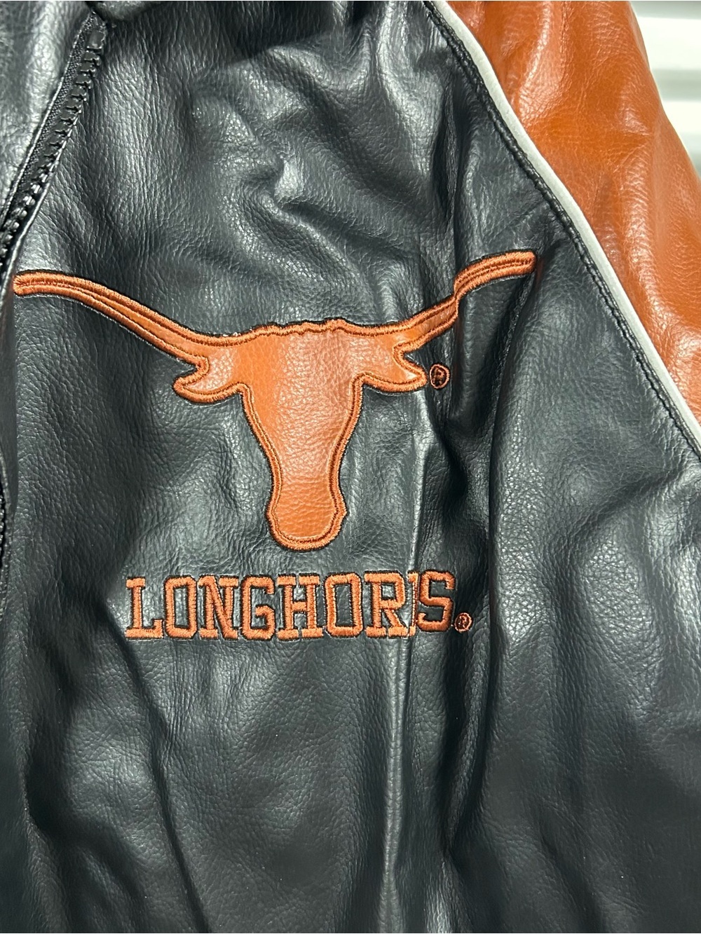 Texas Longhorns Black & Burnt Orange Leather Team Jacket - Picture 3 of 10